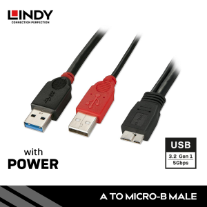 Kabel USB 3.2 Gen 1, Type A to Micro-B Dengan USB Power, 1M