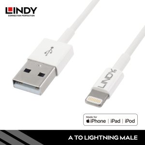 KABEL APPLE, TYPE A TO LIGHTNING MFI CERTIFIED, 1M PUTIH