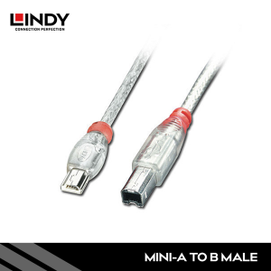 Kabel USB 2.0 Mini-A to Type B, Transparan, 2M