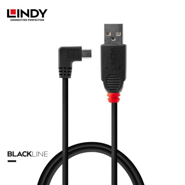 Kabel USB 2.0, Type A TO Micro-B, Black, 1M, Right Angle 90 Degree - Image 2