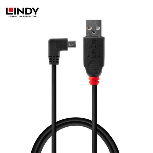 KABEL USB 2.0, TYPE A TO MINI-B, BLACK, 1M, RIGHT ANGLE 90 DEGREE - Image 2