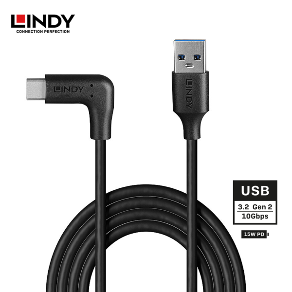 Kabel USB 3.2 Gen 2,Type A to Type C, 1M, Right Angle 90 Degree - Image 2