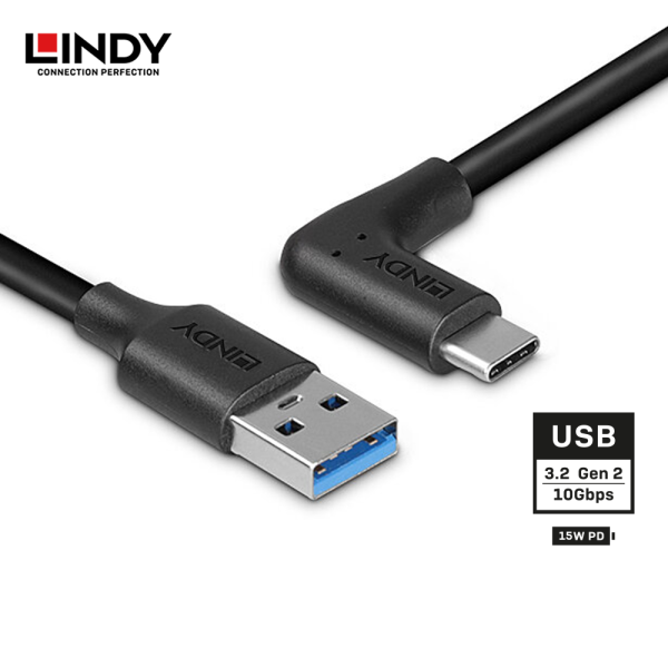 Kabel USB 3.2 Gen 2,Type A to Type C, 1M, Right Angle 90 Degree - Image 3
