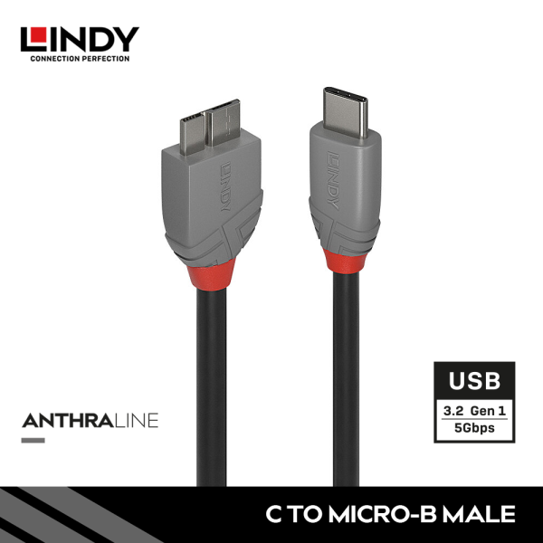Kabel USB 3.2 Gen 1, Type C to Micro-B, Anthra, 1M