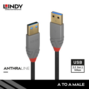 Kabel USB 3.2 Gen 1, Type A to Type A, Anthra, 2M