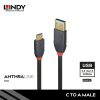 Kabel USB 3.2 gen 2, Type C to Type A, PD 5A, Anthra, 0.5M