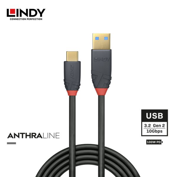 KABEL USB 3.2 GEN 2, TYPE C TO TYPE A, PD 5A, ANTHRA, 1.5M - Image 2