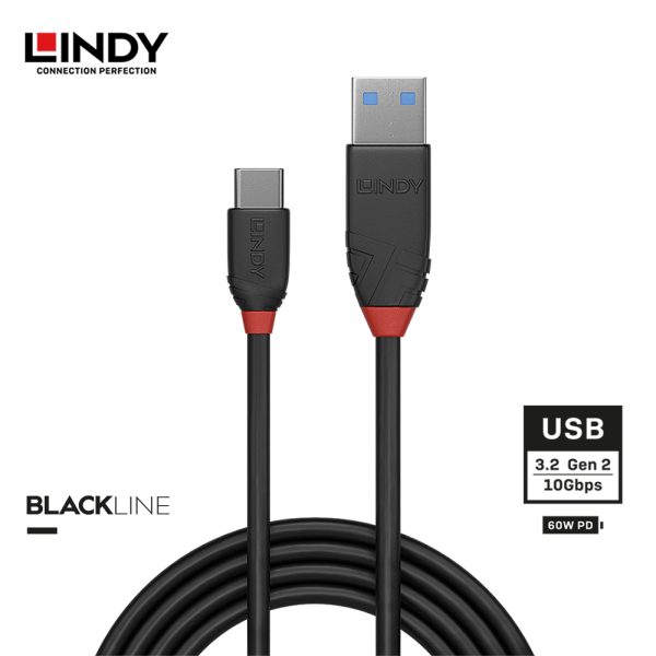 KABEL USB 3.2 GEN 2, TYPE C TO TYPE A, 3A, BLACK, 0.5M - Image 2