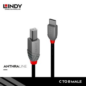 Kabel USB 2.0, Type C to Type B, Anthra, 3M