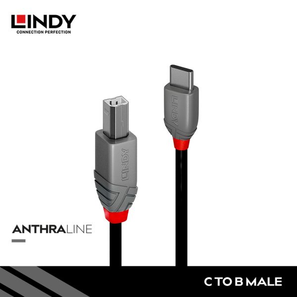 Kabel USB 2.0, Type C to Type B, Anthra, 3M