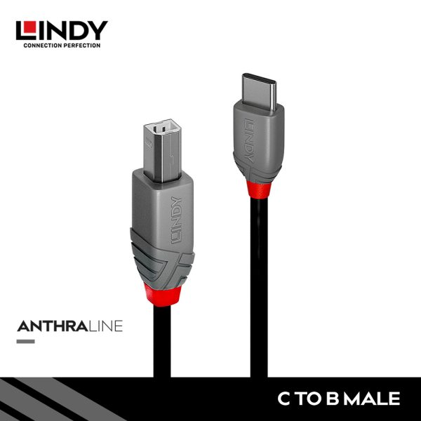  Kabel USB 2.0, Type C to Type B, Anthra, 0.5M