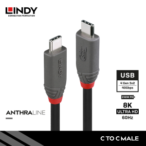 Kabel USB 4 Gen 3X2, Type C to Type C, PD 240W, Anthra, 2M