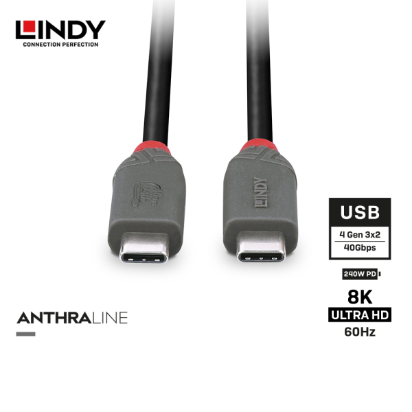 Kabel USB 4 Gen 3X2, Type C to Type C, PD 240W, Anthra, 2M - Image 4