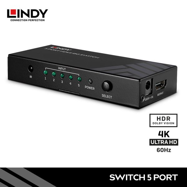 SWITCH HDMI 2.0, 5 PORT, 18G, 4K