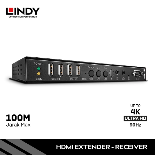Extender 100M Over IP HDMI 4K & USB - Receiver