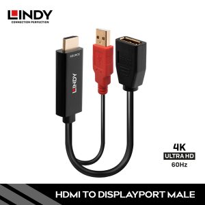 Converter HDMI to DisplayPort dengan USB Power