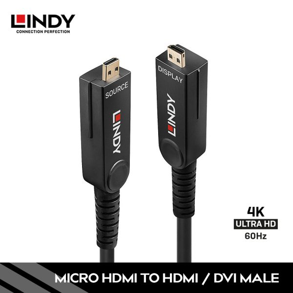 Kabel HDMI 2.0, High Speed, Micro HDMI to HDMI & DVI, Fiber Optic Hybrid, 70M