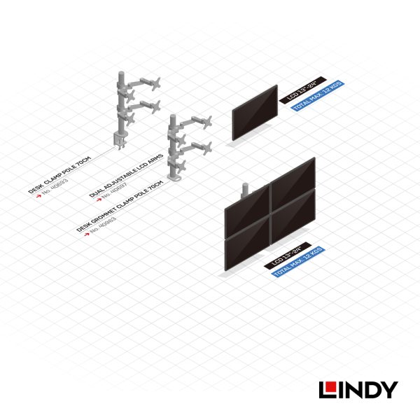 BRACKET ARM MONITOR, ADJUSTABLE, DUAL - Image 6