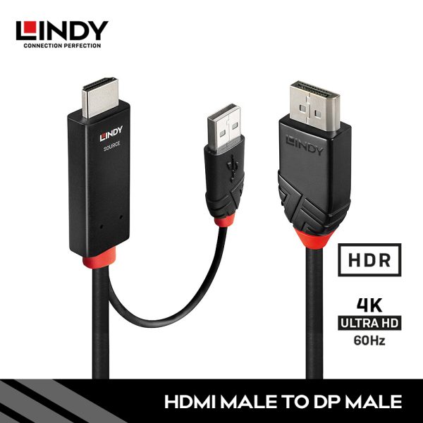Kabel HDMI To DisplayPORT Dengan USB Power, 2M