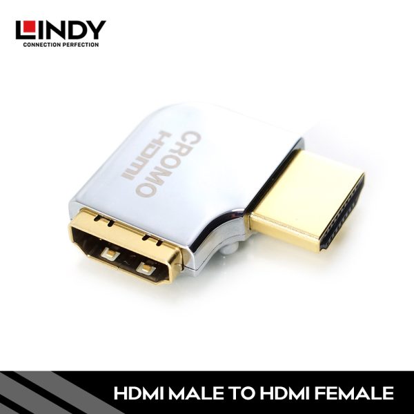 ADAPTER HDMI 2.0 HIGH SPEED, HDMI TO HDMI, CROMO, RIGHT ANGLE 90 DEGREE