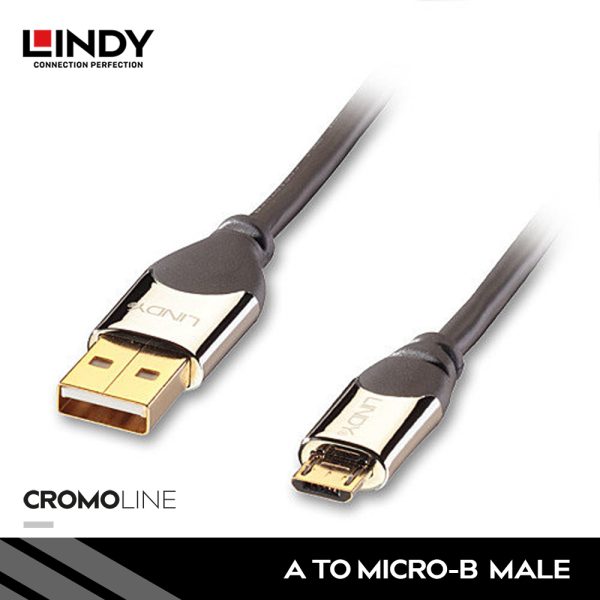 KABEL USB 2.0, TYPE A TO MICRO-B, CROMO, 0.5M