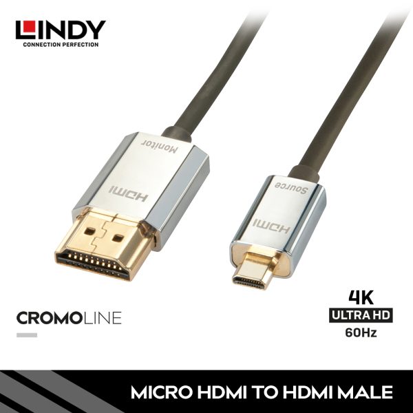 KABEL SLIM HDMI 2.0 HIGH SPEED, MICRO HDMI TO HDMI, CROMO 3M