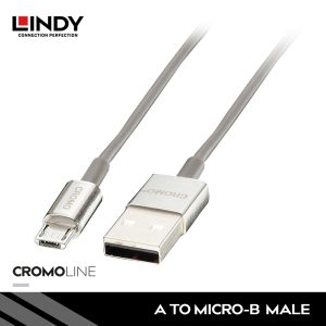 KABEL SLIM USB 2.0, TYPE A TO MICRO-B, CROMO, 1M