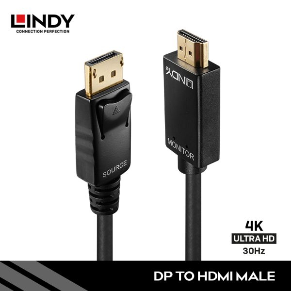 KABEL DISPLAYPORT 1.2, DISPLAYPORT TO HDMI, 2M