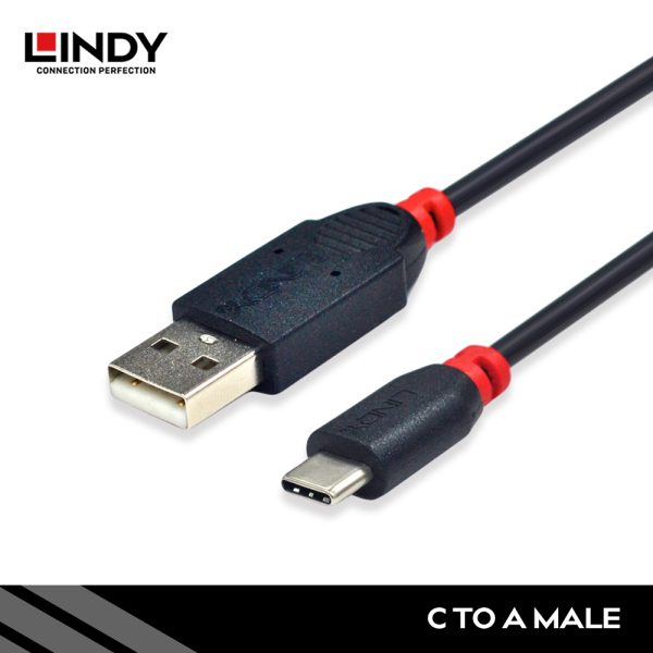 KABEL USB 2.0, TYPE C TO A, BLACK, 1M