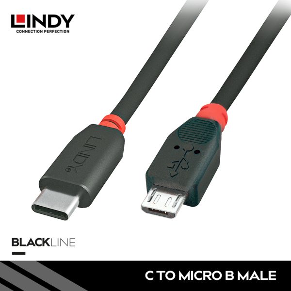 KABEL USB 2.0, TYPE C TO MICRO-B, BLACK, 2M