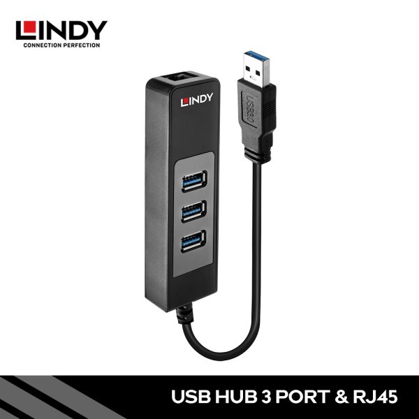 USB Hub USB 3.0, 3 Port dengan Gigabyte Ethernet