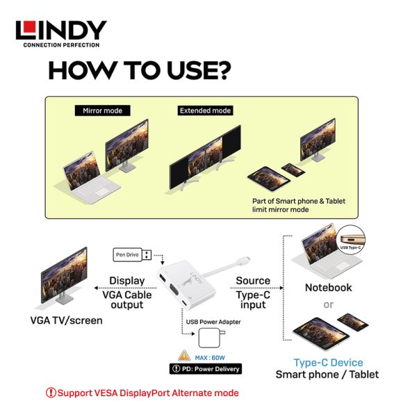 CONVERTER TYPE C TO VGA / USB A DENGAN POWER DELIVERY - Image 3