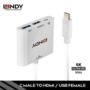 Converter USB 3.1 GEN2 Type C, Type C to HDMI dengan USB A dan Power Delivery