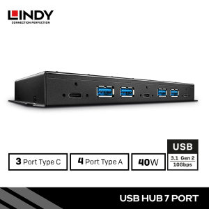 USB Hub, USB 3.1 Gen 2, 7 Port ( 3 Type C + 4 Type A )