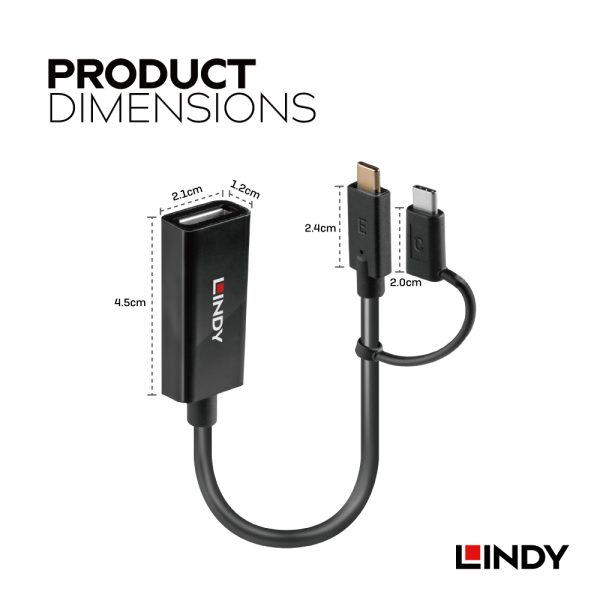 Adapter USB 3.1, Type C to DisplayPort, Bi-Directional - Image 3