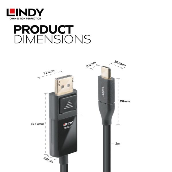 Kabel USB 3.1 GEN2, Type C to DisplayPort, Black, 2M - Image 3