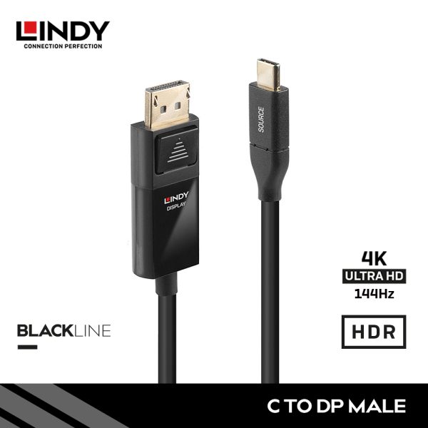 Kabel USB 3.1 GEN2, Type C to DisplayPort, Black, 2M