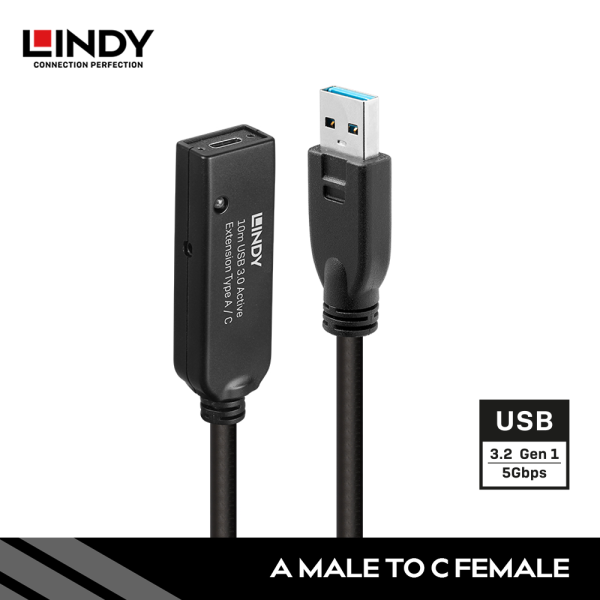 Kabel Extension USB 3.2 Gen 1, Type A to Type C, Aktif, 10M