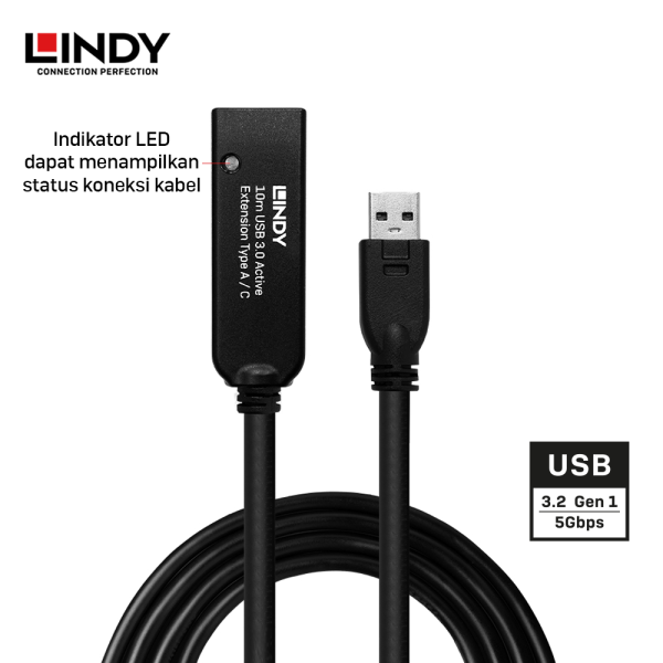 Kabel Extension USB 3.2 Gen 1, Type A to Type C, Aktif, 10M - Image 2