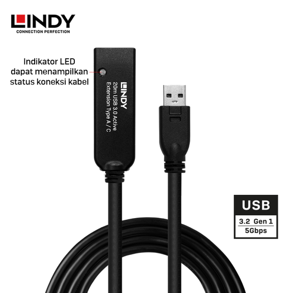 Kabel Extension USB 3.2 Gen 1, Type A to Type C, Aktif, 20M - Image 2