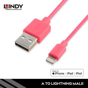 KABEL APPLE, TYPE A TO LIGHTNING MFI CERTIFIED, 1M PINK