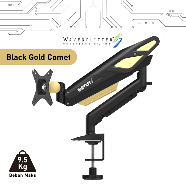 Bracket Arm Gas Spring Monitor Gaming E-Sport Style - Black Gold Comet