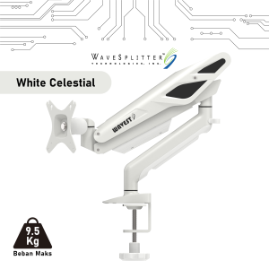 Bracket Arm Gas Spring Monitor Gaming E-Sport Style - White Celestial