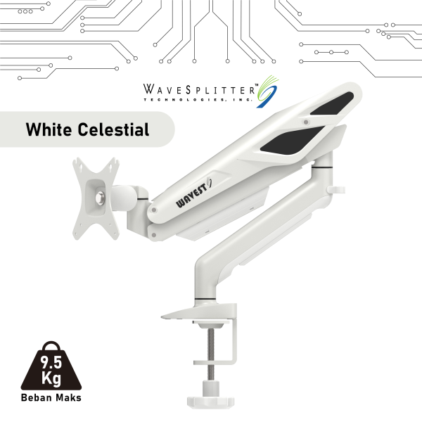 Bracket Arm Gas Spring Monitor Gaming E-Sport Style - White Celestial
