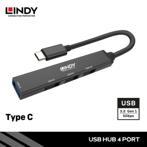 USB Hub, USB 3.2 Gen 1, 4 Port, Type C to Hub