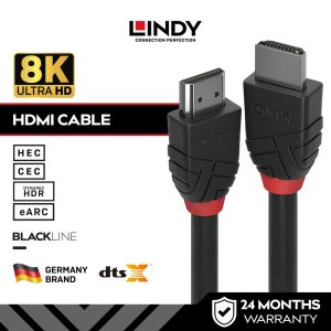 LINDY Kabel HDMI Male to Male 8K 60Hz 4K 120 Hz UHD 3D HDR Dolby Atmos eARC
