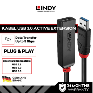 LINDY Kabel USB 3.0 Active Extension 3M 5Gbps USB Extender Original
